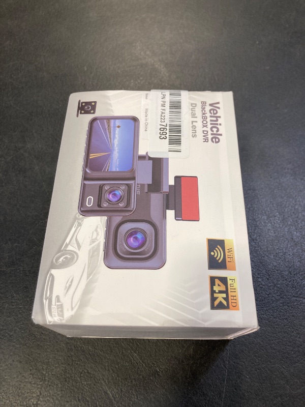 Photo 1 of 3 Channel 4K Dash Cam with 5GHz WIFI & APP Control, 4K+1080P+1440P Dash Cam Front and Rear Inside with 64GB Card, Dash Camera for Cars with Night Vision, Loop Recording, 24H Parking Mode, G-Sensor