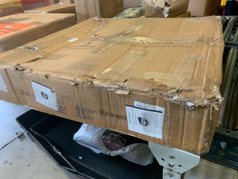 Photo 1 of Kasinali Round Dining Table 31.5" Circle Tulip Table with Wood Thickened Tabletop & Sturdy Metal Pedestal Mid Century Modern Farmhouse Kitchen Tables for 4 Small Places Living Room Cafe,Somber Walnut