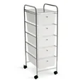 Photo 1 of 5 Drawer Clear Rolling Cart by Simply Tidy - Mobile Organizer with Removable Drawers - Swivel & Locking Casters - Durable Tubular Frame - 1 Set