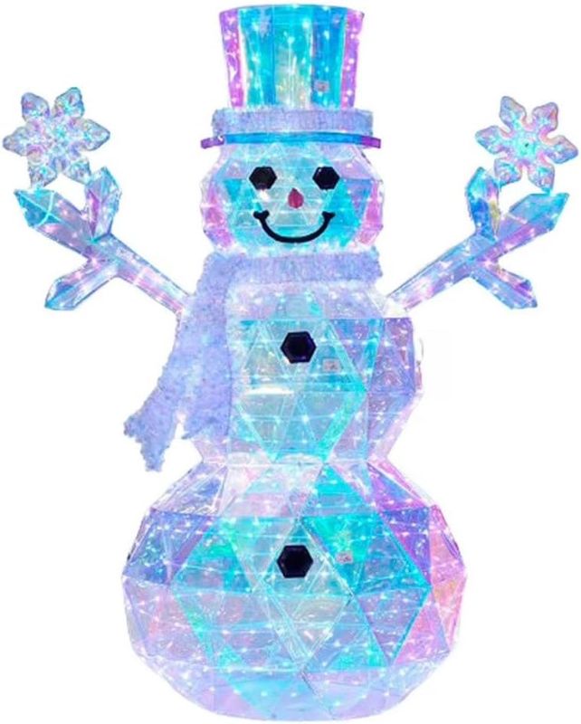 Photo 1 of 6-Foot Pre- Prismatic Snowman with Colorful Lights Christmas Holiday Decoration