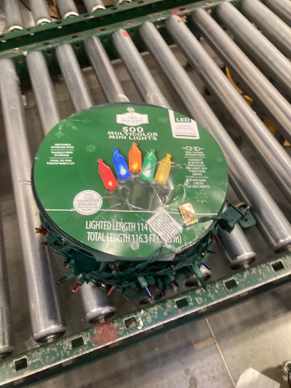 Photo 1 of Indoor/Outdoor 500-Count LED Mini Christmas String Lights, Multicolor, 114', by Holiday Time