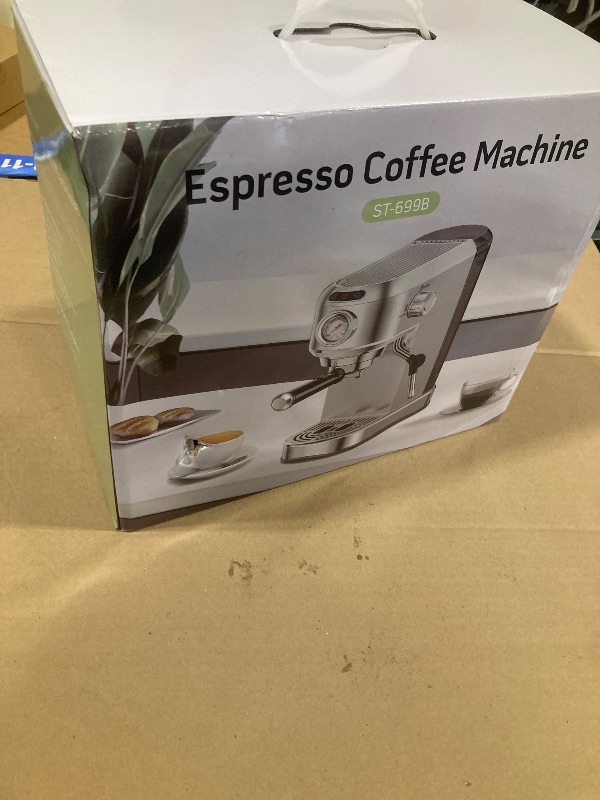 Photo 1 of ANYCOLD Espresso Machine 20 Bar, Compact Espresso Maker, Stainless Steel Expresso Coffee Machines with Steam Milk Frother & 34oz Removable Water Tank for Home Latte, Cappuccino, Silver