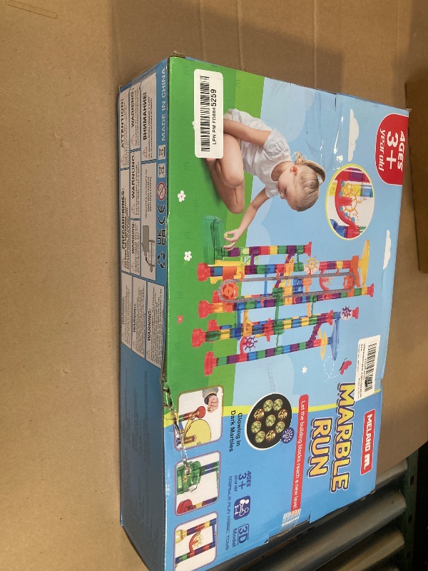 Photo 1 of 247Pcs Marble Run with Motorized Elevator, Construction Building Blocks Toys with 30 Glass Marbles and 30 Glow in The Dark Marbles, STEM Gifts for Boys and Girls