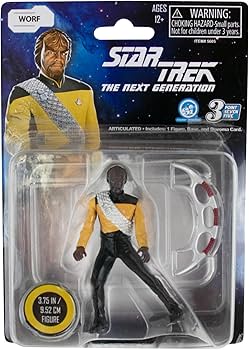 Photo 1 of 3.75 Inch Star Trek Next Generation Assortment, Articulated Collectible Figures featuring Data, Picard, Riker, and Worf. Each sold separately. Styles selected at random. For collectors & fans ages 12+