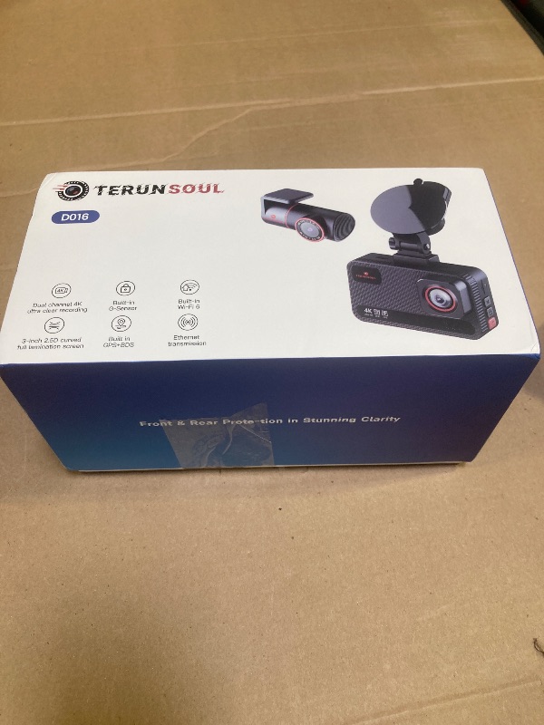 Photo 1 of TERUNSOUl 4K+4K Dash Cam Front and Rear, Free 128GB Card Included, 5.8GHz WiFi Dash Camera for Cars, Built-in GPS, G-Sensor, 170°Wide Angle, 3" IPS Screen, 24H Parking Mode, Support 512GB Max