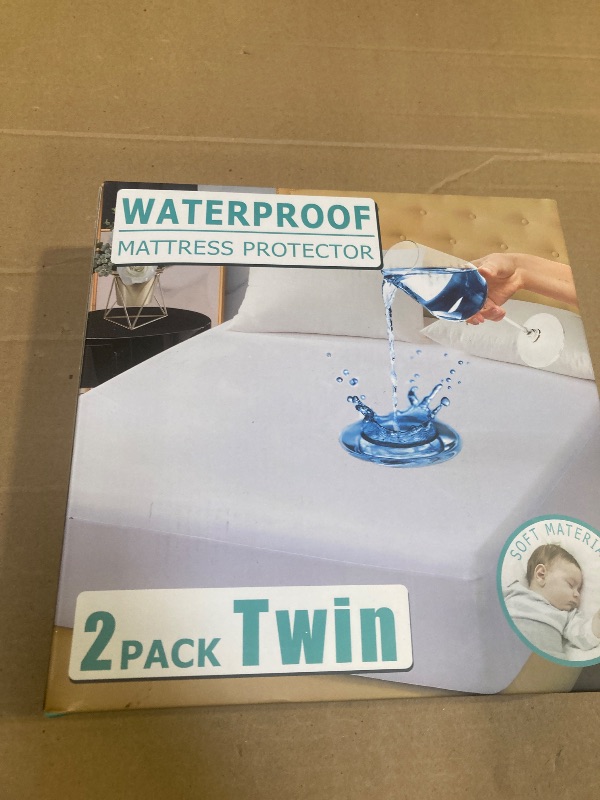 Photo 1 of 2 Pack Twin Size Premium Waterproof Mattress Protector, Soft Breathable Mattress Pad, Noiseless Waterproof Bed Cover - Stretch to 21" Fitted Deep Pocket Mattress Protection