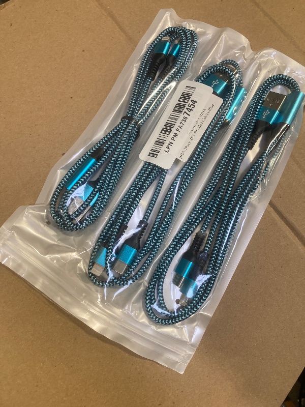 Photo 1 of 3Pack-4FT Apple & Android USB to Lightning & USB-C 2-in-1 Fast Charger Cable for iPhone 17 17Pro 16e 16 15 14 Pro Max Plus 13 12, Samsung Galaxy A17 A16, Google Pixel 10, Multi USBC Lighting USB Cord