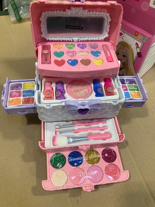 Photo 1 of 54 Pcs Kids Makeup Kit for Girls, Princess Real Washable Pretend Play Cosmetic Set Toys with Mirror, Birthday Gifts for 3 4 5 6 7 8 9 10+Years Old Girls Kids (Light Purple)