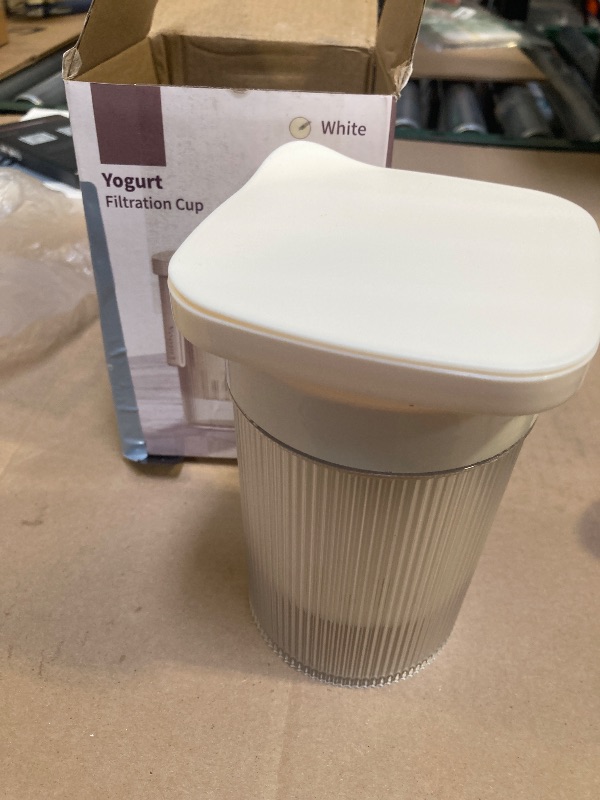 Photo 1 of 0.95 Quart?900ML?Portable Yogurt Strainer Cup, Compact Greek Yogurt Filter with Whey Separator for Cheese & Soy Milk, Leak-Proof & Easy to Carry Yogurt Maker (White)