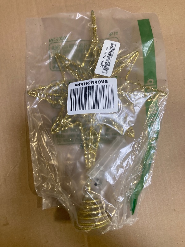 Photo 1 of DULEFUN Christmas Tree Topper Lighted 13.5” Gold Star Tree Toppers with 20 LED Lights Christmas Tree Top Ornament for New Year Holiday Home Office Indoor Decorations