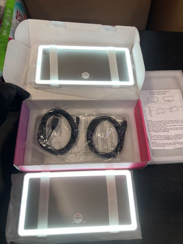 Photo 1 of 2PCS Car Sun Visor Vanity Mirror with 3 Light Modes & 80 LEDs, Rechargeable LED Cosmetic Makeup Mirror Essentials for Women, Dimmable Touch Control, Universal for Car Truck SUV (Frosted White)