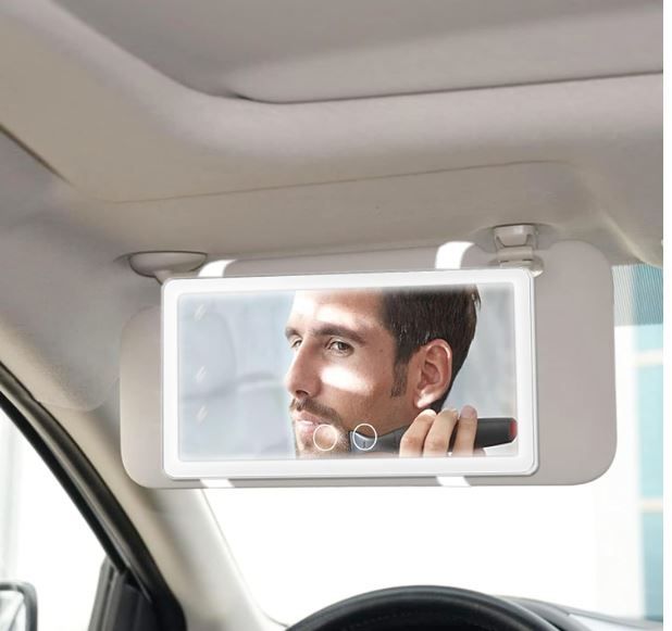 Photo 1 of 2PCS Car Sun Visor Vanity Mirror with 3 Light Modes & 80 LEDs, Rechargeable LED Cosmetic Makeup Mirror Essentials for Women, Dimmable Touch Control, Universal for Car Truck SUV (Frosted White)