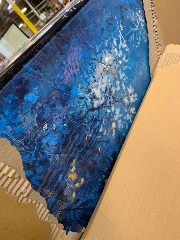 Photo 1 of (Unknown Details) Large Blue and Gold Canvas Wall Art