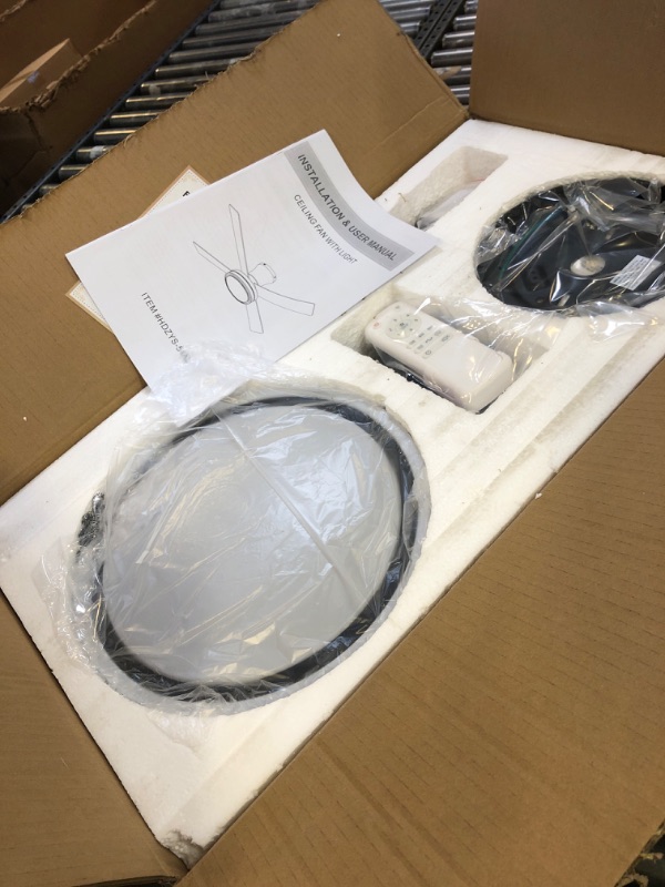 Photo 1 of HUMHOLD Low Profile Ceiling Fans with Lights and Remote, 54" Mondern Hugger Ceiling Fan, Reversible, 3-Light, 6-Speed DC Motor, 4-Blade Ceiling Fan for Bedroom/Livinging Room