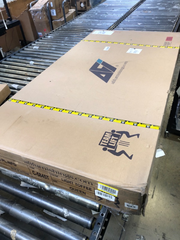 Photo 1 of missing pieces/ boxes---------------------selling for parts only -----------------------------Light Toffee Bed Frame *UNKNOWN THE SIZE*