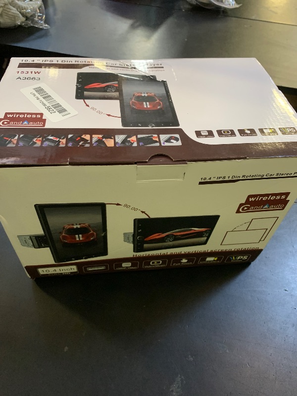 Photo 1 of 10.4" Single Din Touchscreen Car Stereo with Wireless Carplay& Android Auto, Adjustable Car Radio with Bluetooth, Mirror Link, FM Radio, Subwoofer, SWC, Backup Camera