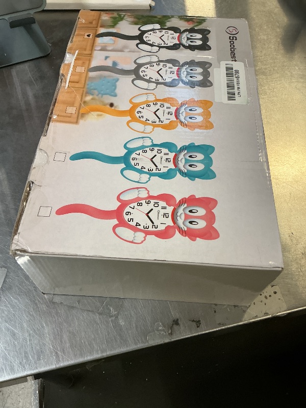 Photo 1 of **DAMAGED** Soobest 18 Inch 3D Large Cat Wall Clock Battery Operated Silent Non Ticking with Moving Eyes and Pendulum Tail, Retro Kids Analog Wall Clock for Gift Decor Black