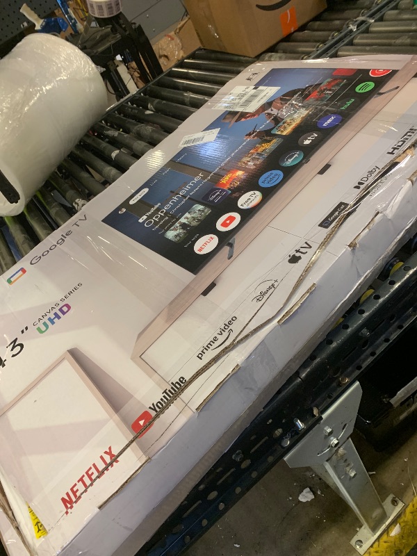 Photo 1 of **DAMAGED** FPD 43 Inch Smart TV, 4K UHD LED Flat Screen Google TV with Google Cast, Bluetooth, HDMI, Streaming Live, HDR 10, Dolby Vision, Ultra Slim Television(Canvas-Series, CG43-C3, 2025)
