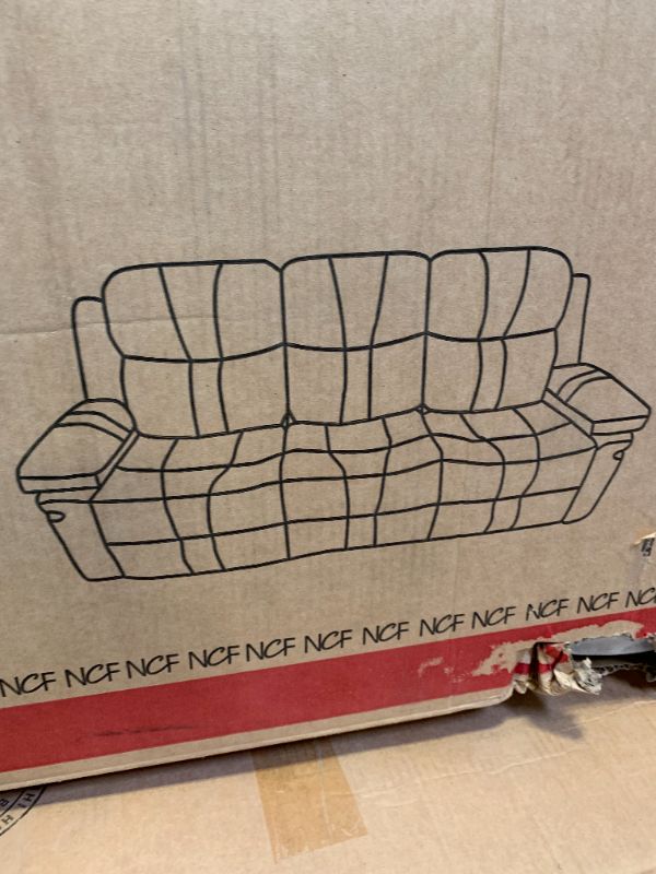 Photo 1 of Benjara Linden 70 Inch Loveseat with Power Recliners, Console, Faux Leather, Brown and Silver