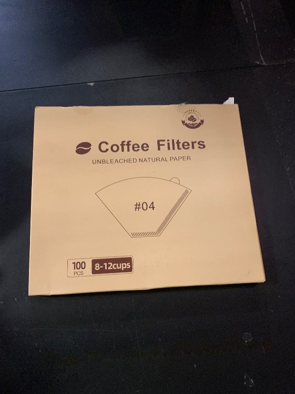 Photo 1 of 100 Count Coffee Filters #4, Premium Cone Coffee Filters 8-12 cup, Unbleached Natural Paper, Disposable Coffee Filters 4 Cone Paper for Pour Over and Drip Coffee Maker