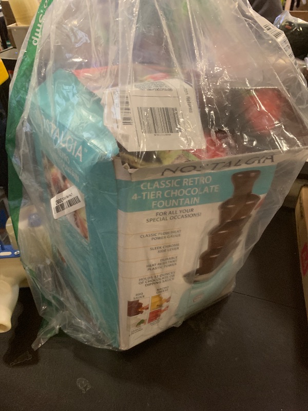 Photo 1 of **INCOMPLETE** Nostalgia 4 Tier Electric Chocolate Fondue Fountain Machine for Parties - Melts Cheese, Queso, Candy, and Liqueur - Dip Strawberries, Apple Wedges, Vegetables, and More - 32-Ounce - Aqua