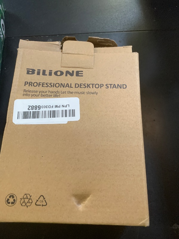 Photo 2 of BILIONE 3 in 1 Multi Function Desktop Microphone Stand, Adjustable Table Mic Stand with Microphone Clip, Cell Phone Clip, 5/8" Male to 3/8" Female Metal Adapter
