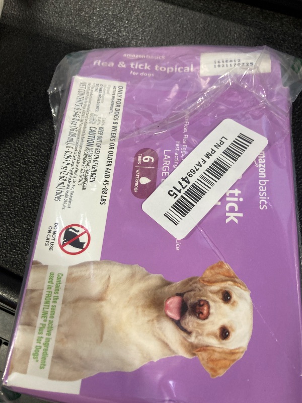 Photo 1 of Amazon Basics PreventativeFlea and Tick Topical Treatment for Large Dogs (45-88 pounds), 6 Count, Packaging May Vary
