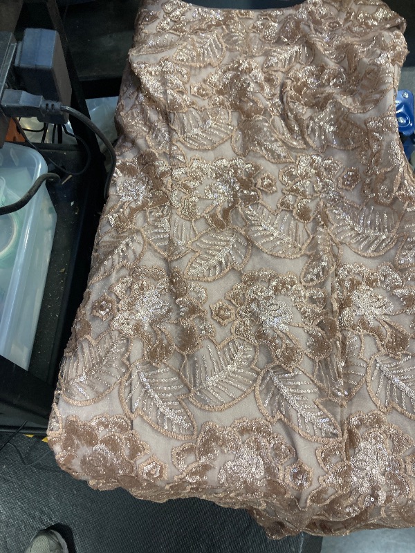 Photo 1 of Alex Evenings Women's Short Floral Embroidered Cocktail Sheath Dress, Wedding Guest, Formal Gown (Petite and Regular Sizes), Rose Gold, 12