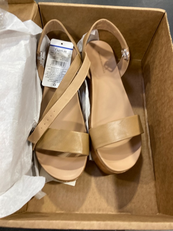 Photo 1 of Amazon Essentials Women's Two Band Flatform Sandal, Cognac, 9