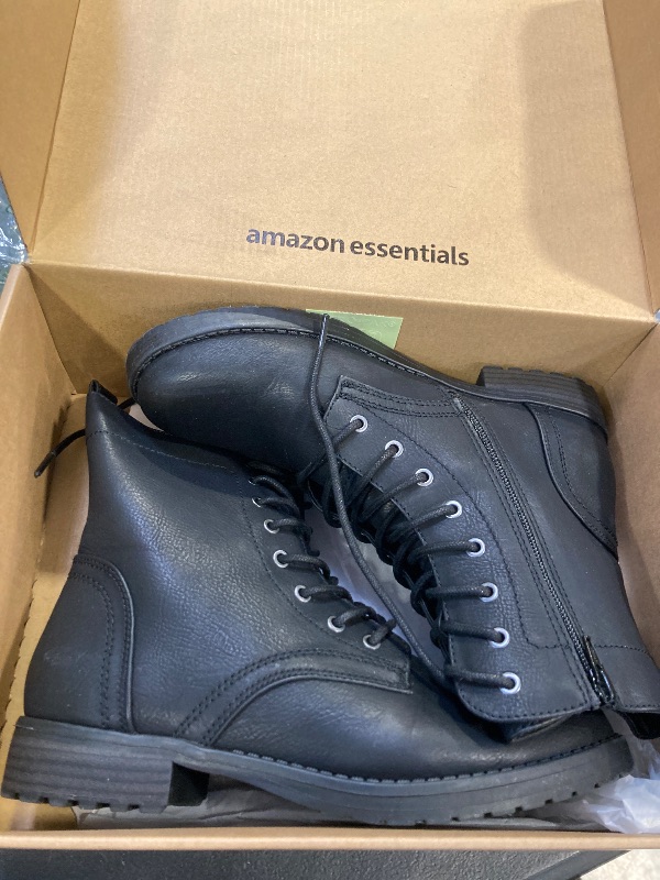 Photo 1 of Amazon Essentials Women's Lace-Up Combat Boots, Black, 9