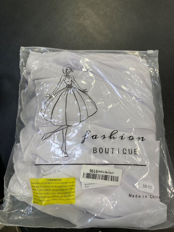 Photo 1 of ABAO SISTER Flower Girl Dress Communion Dress for Wedding Junior Bridesmaid Fancy Ruffle Sleeves A-line Chiffon White Size 10