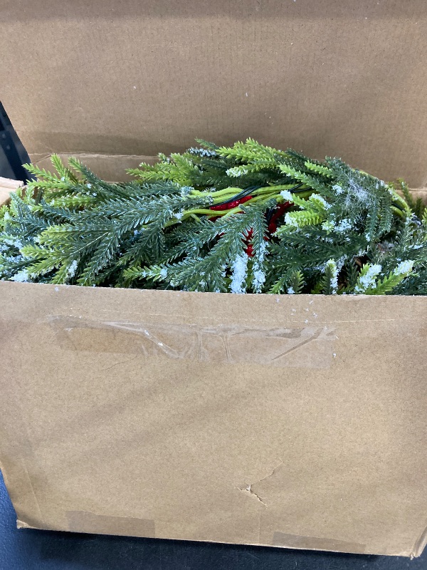 Photo 1 of 2PCS 6Ft Artificial Norfolk Pine Garlands, Real Touch Winter Christmas Garland, Green Artificial Greenery Garland for Table, Mantle, Wall, Indoor, Outdoor Christmas Decorations (2, 6FT)