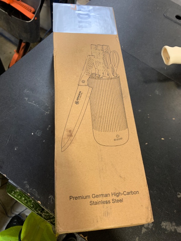 Photo 1 of Knife Set, Brewin Kitchen Knife Set, Knives Set for Kitchen, Universal Knife Block, Utility Knife Block Set, New Home Essentials, Apartment Essentials, Dishwasher Safe