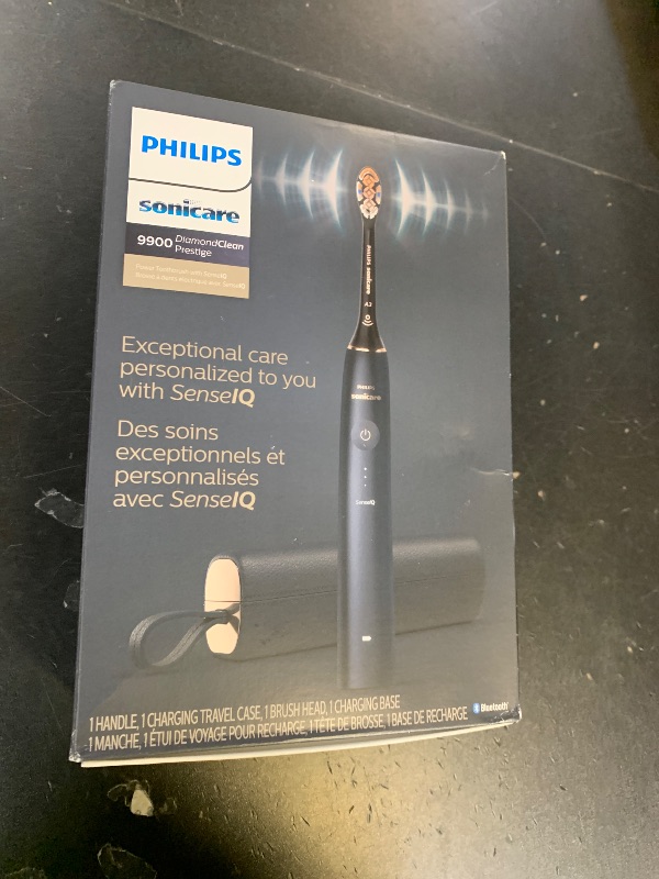 Photo 1 of Philips Sonicare DiamondClean 9900 Prestige Electric Toothbrush - with SenseIQ Technology and Advanced AI App, 5 Brushing Modes, 3 Intensity Levels, Charging Travel Case,Midnight Blue, Model HX9990/12