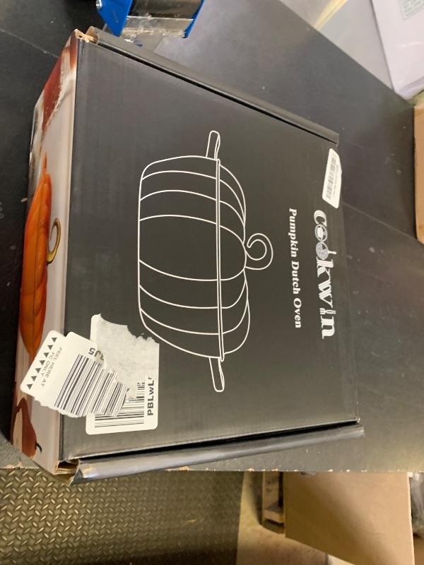 Photo 1 of Pumpkin Enameled Cast Iron Dutch Oven with Lid, 4.5 QT Dual Handles and Heavy Duty Pot, Oven Safe up to 500°F for Bread Baking, Braising, Cooking and Family Gifts, Cyan