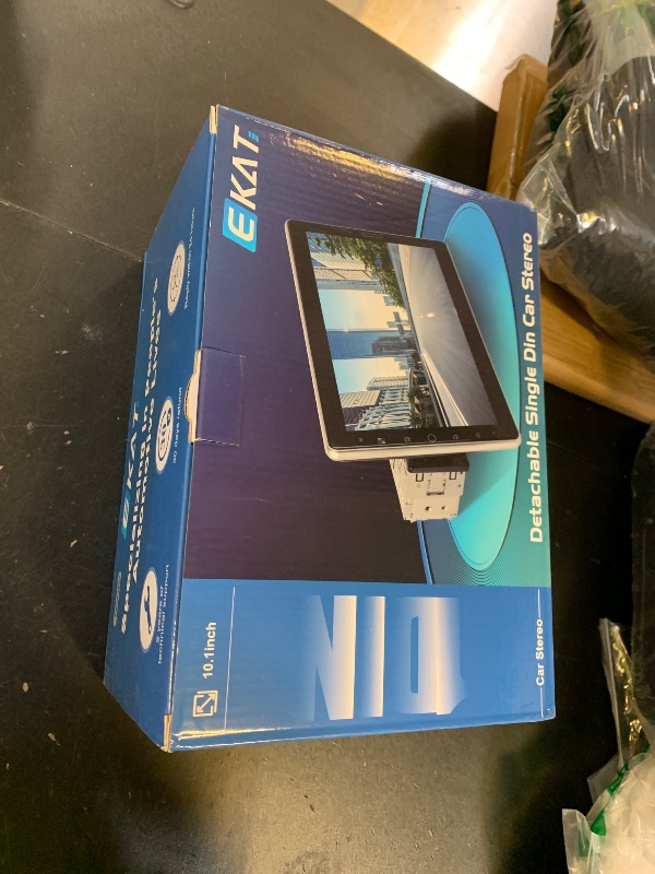 Photo 1 of 10.1 inch Single Din Car Stereo with CarPlay and Android Auto, 10 inch Detachable Touch Screen 1 Din Radio with Mirror Link/EQ Audio/1080P/SWC/Bluetooth +Backup Camera