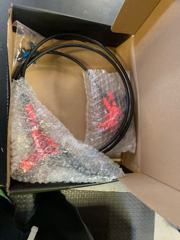 Photo 1 of JFOYH zoom HB876 4-Piston Pre-Bled Hydraulic Disc Brake Set for Mountain Bike, Bike Disc Brake Kit with 160mm Rotors, Front and Rear Levers(PM Adapter Included) - Left-Front&Right-Rear