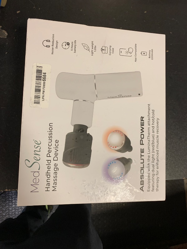 Photo 1 of Medsense Absolute Power – Road Warrior Massage Gun with LuminaTherm Attachment (Red/Blue Light + Hot/Cold) – Deep Tissue Percussion Massager, USB-C Charging, 5-Hour Battery, 5-Year Warranty