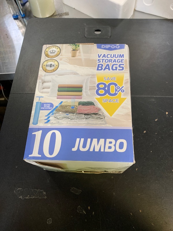 Photo 1 of 10 Pack Jumbo Vacuum Storage Bags with Hand Pump, 80% Storage Space Saving, Sturdy Leak-Free Space Saver Vacuum Seal Bags for Clothing, Vacuum Compression Bags for Travel Lugggage Blankets Comforters