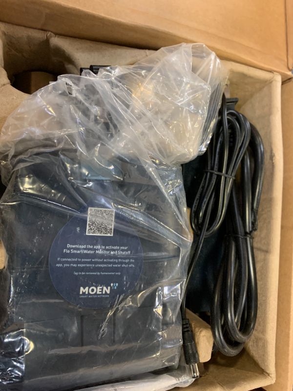 Photo 1 of Moen Flo Smart Water Monitor and Automatic Shutoff Sensor, Wi-Fi Water Leak Detector for 3/4-Inch Diameter Pipe, 900-001