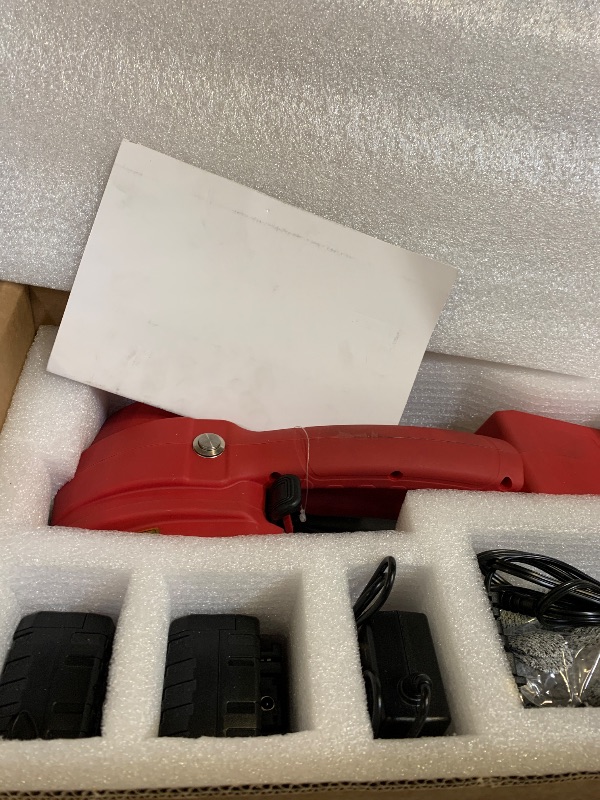 Photo 1 of NVOYAJUAN Hand-held Electric Strapping Machine 2 × 4000mAh Batteries, 1/2-5/8in PP/PET Strapping Compatible Hot Melting, Automatic Tensioning Tool for Quick Packaging of Boxes & Pallets(NYJ-K2)