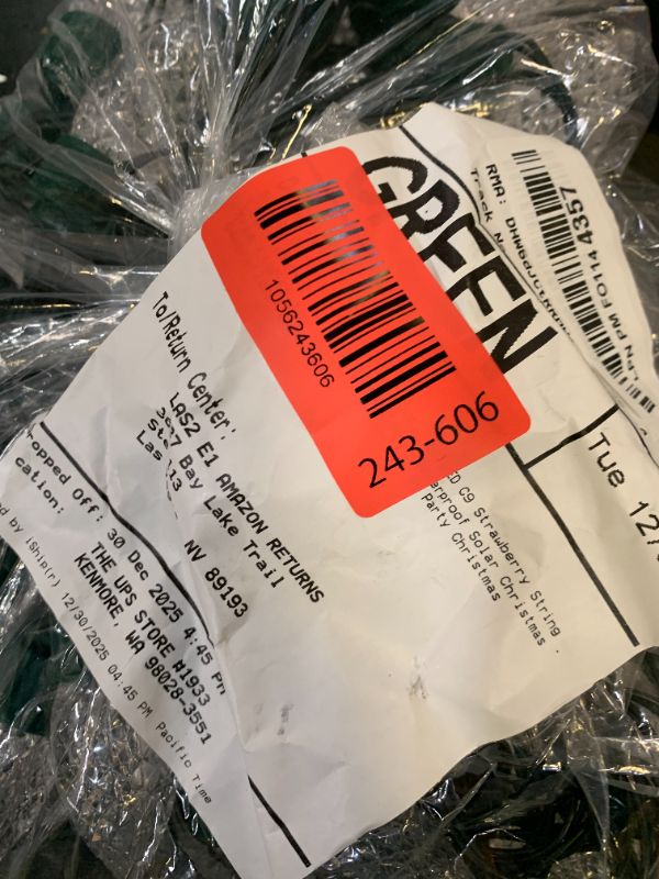 Photo 1 of Solar Christmas Lights Outdoor, 50 LED C9 Strawberry String Light with Timer & 8 Light Mode, Waterproof Solar Christmas Tree Lights for Outside Garden Patio Party Christmas Decoration, Warm White