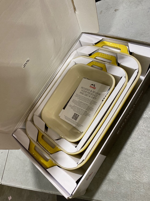 Photo 1 of STAUB Ceramic 3-pc Rectangular Baking Dish Set - Citron