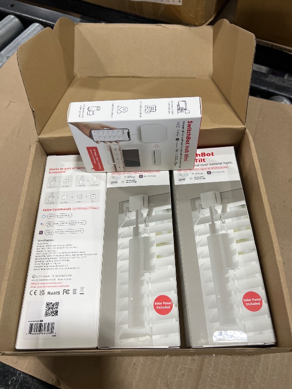 Photo 1 of SwitchBot Smart Electric Motorized Blinds Kit - 3Pack with 2.4G WiFi Remote Control, Solar Powered, Compatible with Alexa, Google Home and Siri, Light Sensing Control, Unlimited Group Control