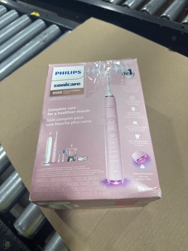 Photo 1 of Philips Sonicare DiamondClean Smart 9500 Electric Toothbrush, Sonic Toothbrush with App, Pressure Sensor, Brush Head Detection, 5 Brushing Modes and 3 Intensity Levels, Pink, Model HX9923/21