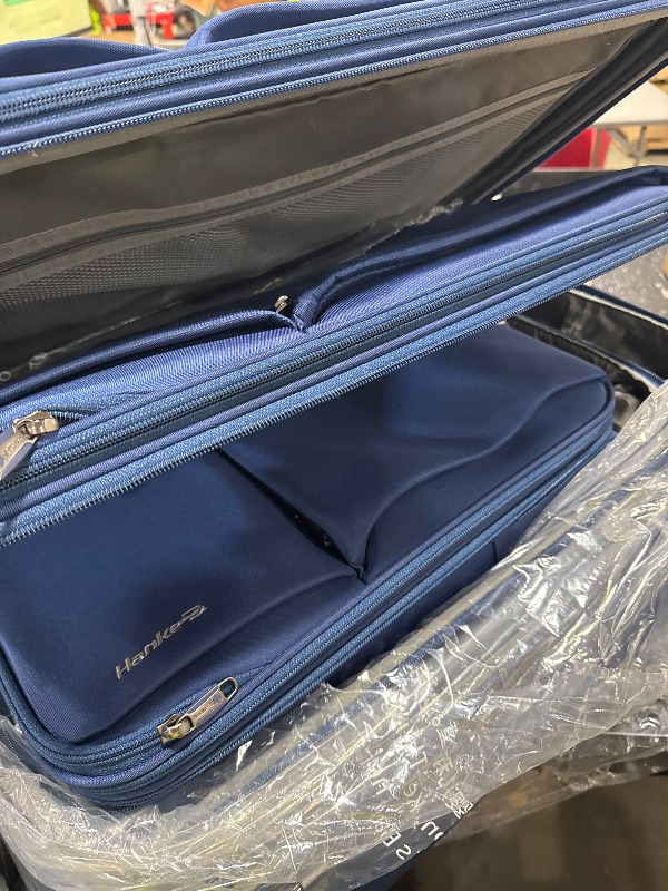 Photo 1 of Hanke 3 Piece Luggage Sets Softside Expandable Carry On Luggage Set Travel Suitcase Sets with Spinner Wheels TSA Approved Luggage(Blue, 20in/24in/28in)