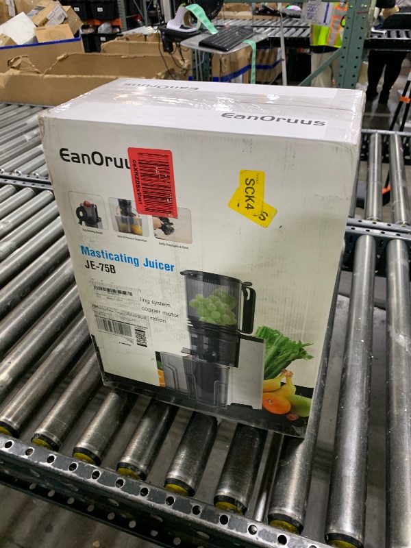 Photo 1 of EanOruus Cold Press Juicer, 5.8" Wide Feed Chute Juice Extractor Machine with 400W, High Juice Yield, Slow Masticating Juicer for Whole Vegetables & Fruits, Silver