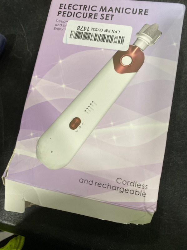 Photo 1 of Professional Manicure Pedicure Set - Cordless Electric Foot Nail Care Trimmer Buffer Tools - 5 Speeds, Rechargeable, Thick Nails (Red)