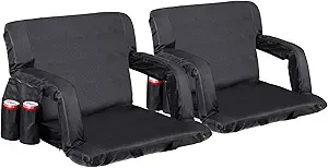 Photo 1 of Smartxchoices 2 Pack 21"/25" Wide Stadium Seats, Folding Bleacher Chairs, Reclining Positions Padded with Back Support and Cushion, Pockets & Cup Holders, Anchor Straps, Shoulder Straps
