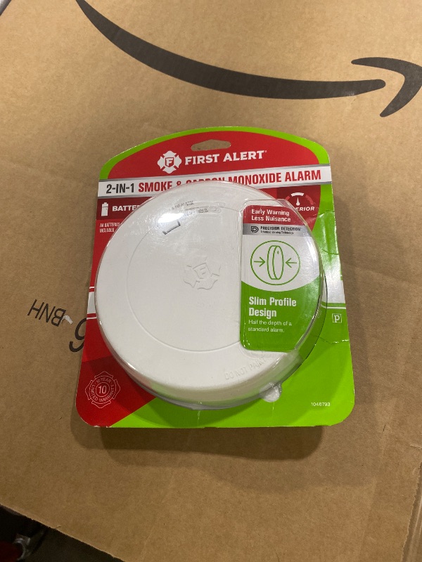 Photo 1 of First Alert Combination Smoke & Carbon Monoxide Alarm, Battery-Operated Detector with Slim Profile Design, SMCO200, 1-Pack
